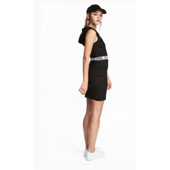 Womens H&M Divided Regret Nothing Motivational Hooded Dress - Sz 8 - Picture 1 of 2